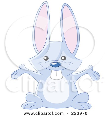 Royalty-Free (RF) Clipart Illustration of a Cute Happy Rabbit Holding His Arms Open by yayayoyo