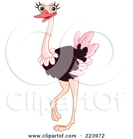 Royalty-Free (RF) Clipart Illustration of a Cute Flirty Ostrich With Long Eyelashes by yayayoyo