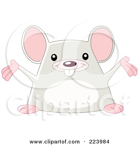 Royalty-Free (RF) Clipart Illustration of a Cute Happy Mouse Holding His Arms Open by yayayoyo