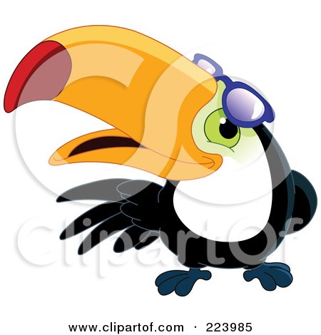 Royalty-Free (RF) Clipart Illustration of a Friendly Toucan Bird Looking Under His Shades by yayayoyo