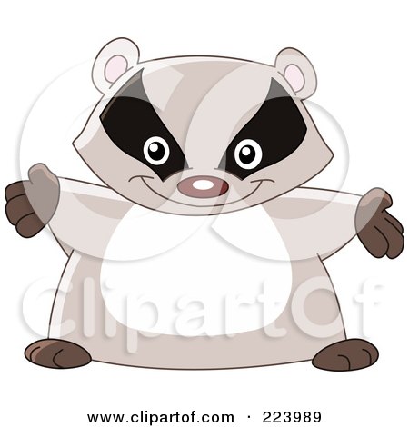 Royalty-Free (RF) Clipart Illustration of a Cute Chubby Badger Holding His Arms Out by yayayoyo