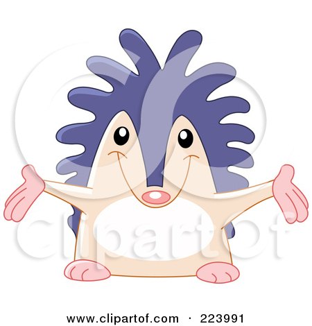 Royalty-Free (RF) Clipart Illustration of a Cute Happy Hedgehog Holding His Arms Open by yayayoyo