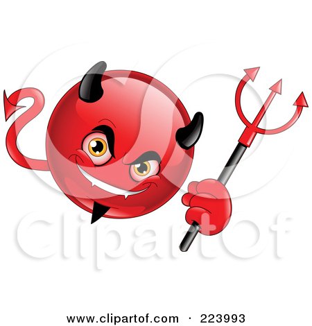 Royalty-Free (RF) Clipart Illustration of an Emoticon Devil Holding A Trident by yayayoyo