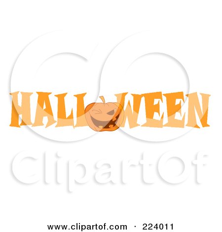 Royalty-Free (RF) Clipart Illustration of a Halloween Greeting Banner Of A Winking Pumpkin As The O by Hit Toon