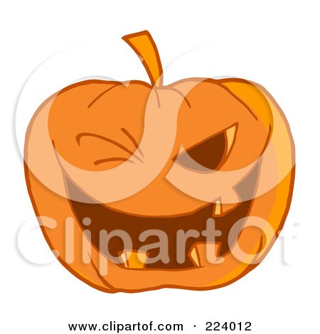 Royalty-Free (RF) Clipart Illustration of a Toothy Halloween Pumpkin Winking by Hit Toon