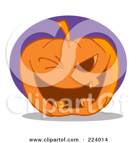 Royalty-Free (RF) Clipart Illustration of a Toothy Jackolantern Pumpkin Winking by Hit Toon