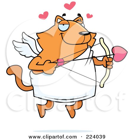 Royalty-Free (RF) Clipart Illustration of a Chubby Orange Cupid Cat by Cory Thoman