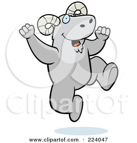 Royalty-Free (RF) Clipart Illustration of a Happy Jumping Ram by Cory Thoman