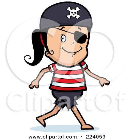 Royalty-Free (RF) Clipart Illustration of a Happy Pirate Girl Walking by Cory Thoman