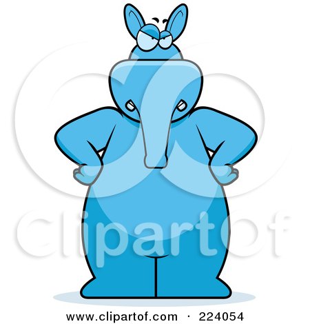 Royalty-Free (RF) Clipart Illustration of a Big Blue Aardvark Standing With His Hands On His Hips by Cory Thoman