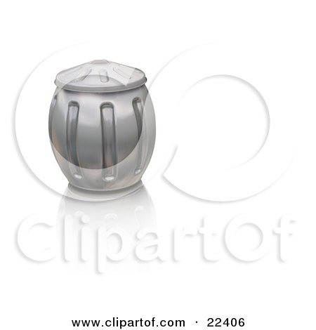 Clipart Illustration of a Full Metal Garbage Can With The Lid On, Bulging by KJ Pargeter