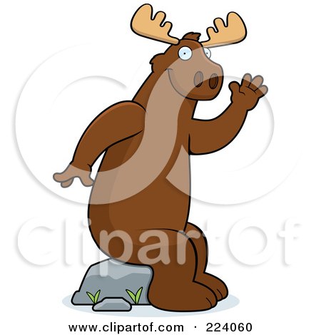 Royalty-Free (RF) Clipart Illustration of a Big Moose Sitting On A Rock by Cory Thoman