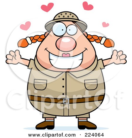 Royalty-Free (RF) Clipart Illustration of a Chubby Safari Woman In Love by Cory Thoman