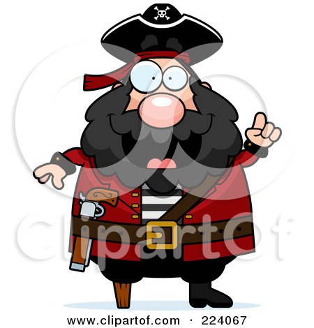 Royalty-Free (RF) Clipart Illustration of a Chubby Pirate With An Idea by Cory Thoman