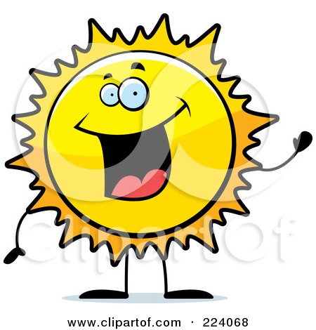 Royalty-Free (RF) Clipart Illustration of a Happy Sun Waving by Cory Thoman