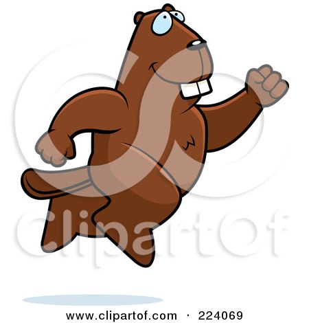 Royalty-Free (RF) Clipart Illustration of a Leaping Beaver by Cory Thoman