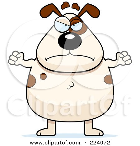 Royalty-Free (RF) Clipart Illustration of a Chubby Spotted Dog Waving His Fists by Cory Thoman