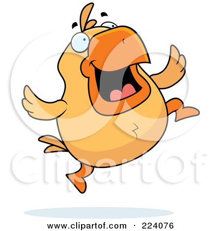 Royalty-Free (RF) Clipart Illustration of a Chubby Chicken Jumping by Cory Thoman