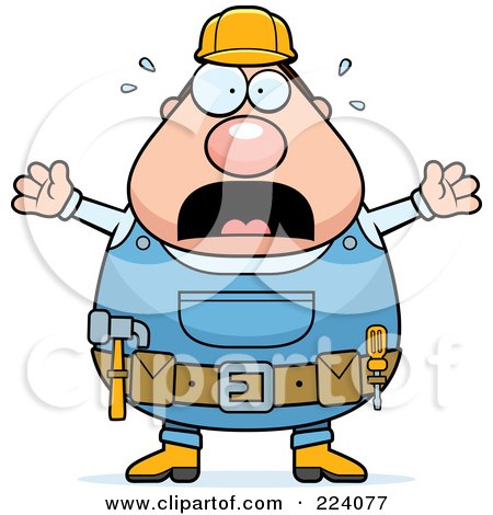 Royalty-Free (RF) Clipart Illustration of a Chubby Builder Stressing by Cory Thoman