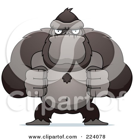 Royalty-Free (RF) Clipart Illustration of a Flexing Ape With Fists by Cory Thoman