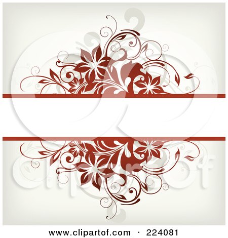 Royalty-Free (RF) Clipart Illustration of a Text Bar Bordered In Brown Flowers And Grunge by OnFocusMedia