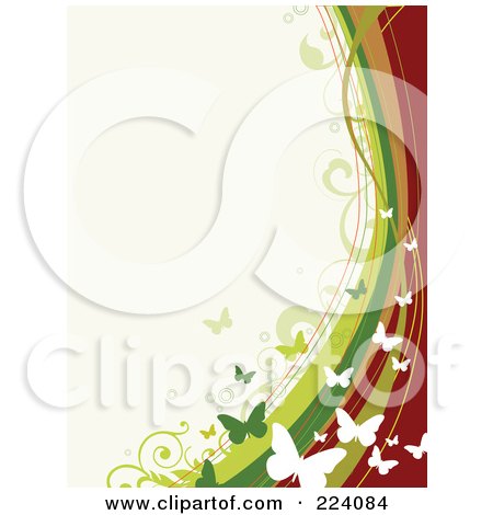 Royalty-Free (RF) Clipart Illustration of a Border Of Butterflies And Waves by OnFocusMedia