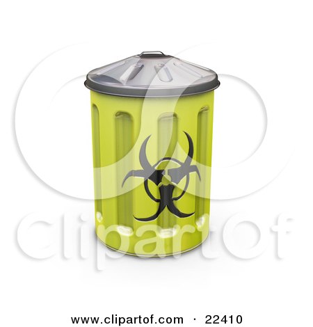 Clipart Illustration of a Yellow Metal Biohazard Bin With A Symbol On The Side by KJ Pargeter