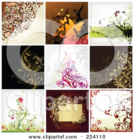 Royalty-Free (RF) Clipart Illustration of a Digital Collage Of Background Designs - 9 by OnFocusMedia