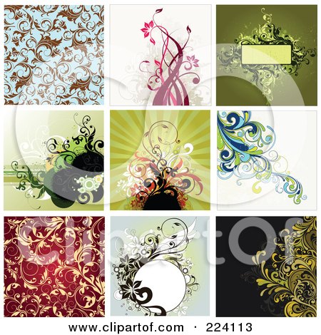 Royalty-Free (RF) Clipart Illustration of a Digital Collage Of Background Designs - 6 by OnFocusMedia