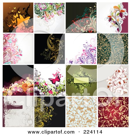 Royalty-Free (RF) Clipart Illustration of a Digital Collage Of Background Designs - 11 by OnFocusMedia