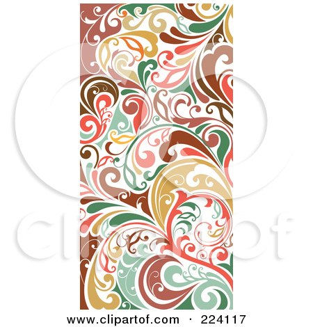 Royalty-Free (RF) Clipart Illustration of a Colorful Vertical Flourish Border by OnFocusMedia
