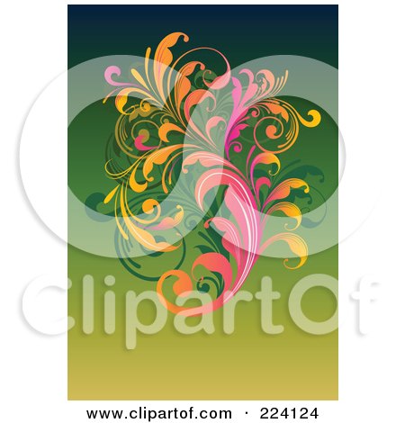 Royalty-Free (RF) Clipart Illustration of a Leafy Floral Background - 16 by OnFocusMedia