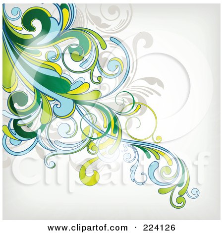 Royalty-Free (RF) Clipart Illustration of a Leafy Floral Background - 12 by OnFocusMedia