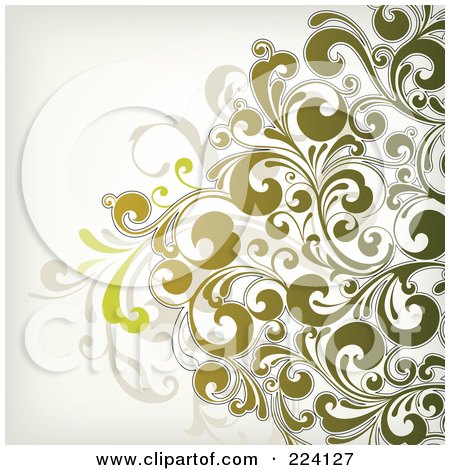 Royalty-Free (RF) Clipart Illustration of a Leafy Floral Background - 6 by OnFocusMedia