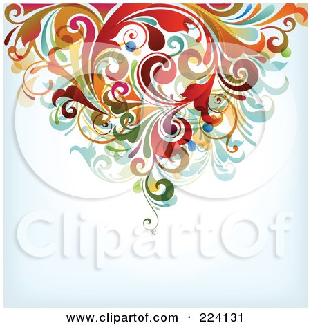 Royalty-Free (RF) Clipart Illustration of a Leafy Floral Background - 14 by OnFocusMedia
