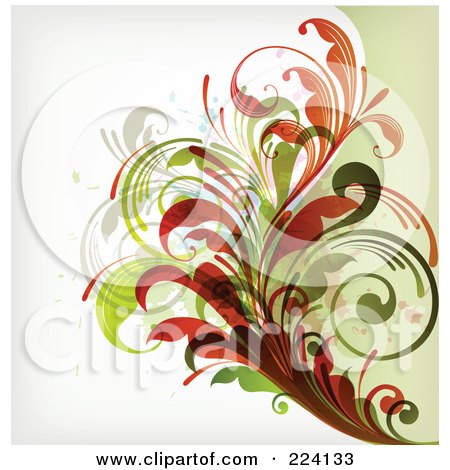 Royalty-Free (RF) Clipart Illustration of a Leafy Floral Background - 19 by OnFocusMedia