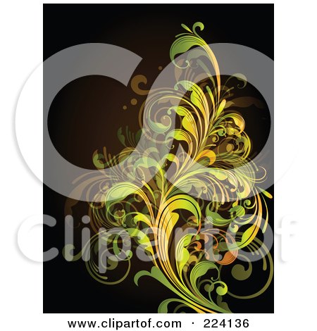 Royalty-Free (RF) Clipart Illustration of a Leafy Floral Background - 17 by OnFocusMedia