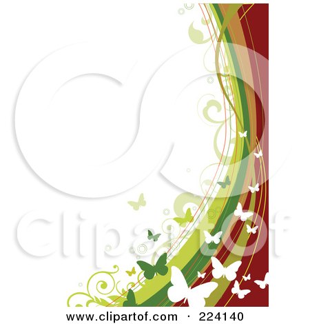 Royalty-Free (RF) Clipart Illustration of a Wave Of Butterflies Border by OnFocusMedia