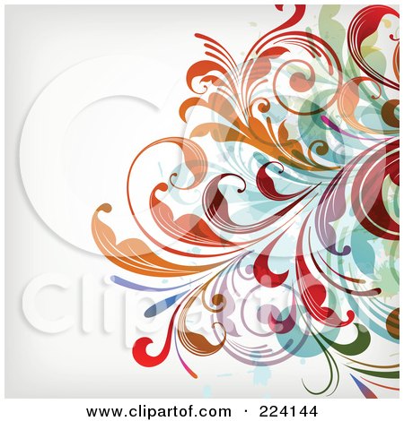 Royalty-Free (RF) Clipart Illustration of a Leafy Floral Background - 31 by OnFocusMedia