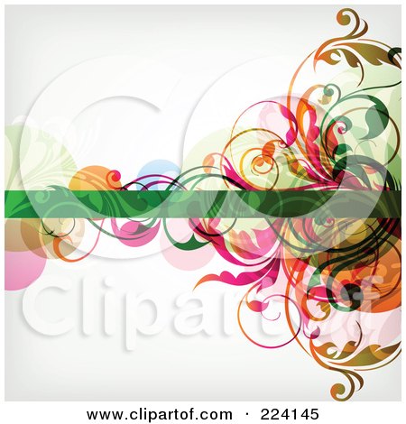 Royalty-Free (RF) Clipart Illustration of a Leafy Floral Background - 13 by OnFocusMedia