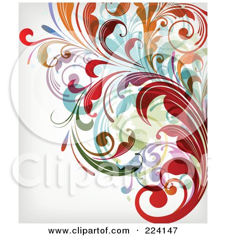 Royalty-Free (RF) Clipart Illustration of a Leafy Floral Background - 28 by OnFocusMedia