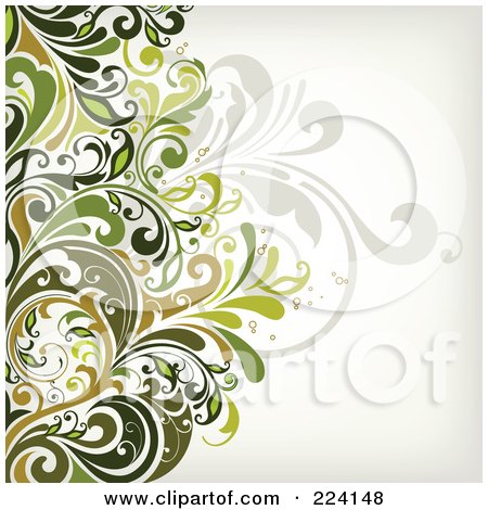 Royalty-Free (RF) Clipart Illustration of a Leafy Floral Background - 7 by OnFocusMedia