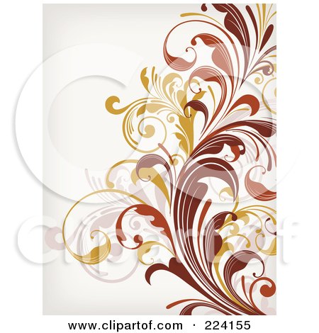 Royalty-Free (RF) Clipart Illustration of a Leafy Floral Background - 3 by OnFocusMedia
