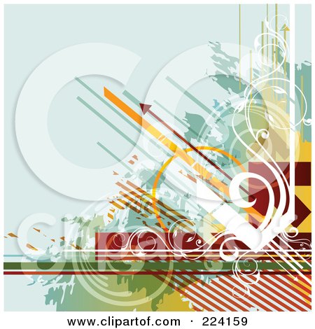 Royalty-Free (RF) Clipart Illustration of a Grungy Background Of Flourishes And Arrows by OnFocusMedia