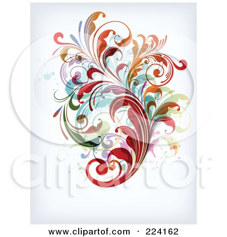 Royalty-Free (RF) Clipart Illustration of a Leafy Floral Background - 15 by OnFocusMedia