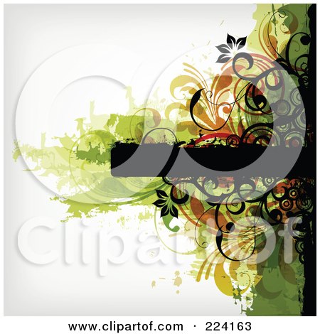 Royalty-Free (RF) Clipart Illustration of a Floral Grunge Background With Text Space - 6 by OnFocusMedia
