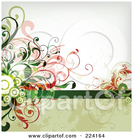 Royalty-Free (RF) Clipart Illustration of a Leafy Floral Background - 26 by OnFocusMedia