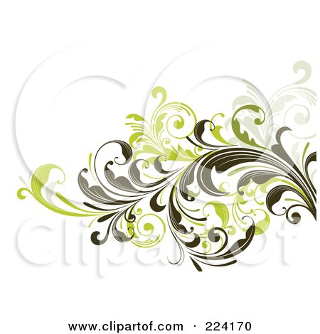 Royalty-Free (RF) Clipart Illustration of a Leafy Floral Background - 1 by OnFocusMedia