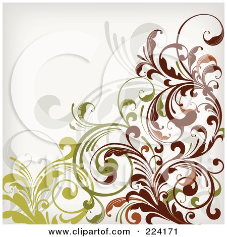 Royalty-Free (RF) Clipart Illustration of a Leafy Floral Background - 10 by OnFocusMedia