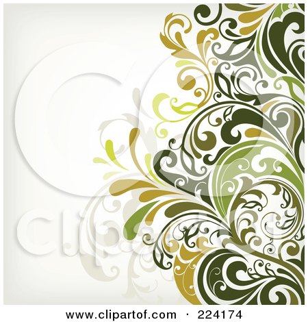 Royalty-Free (RF) Clipart Illustration of a Leafy Floral Background - 4 by OnFocusMedia